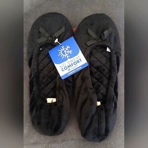 DEARFOAMS Black Memory Foam Ballet  Slippers 11-12